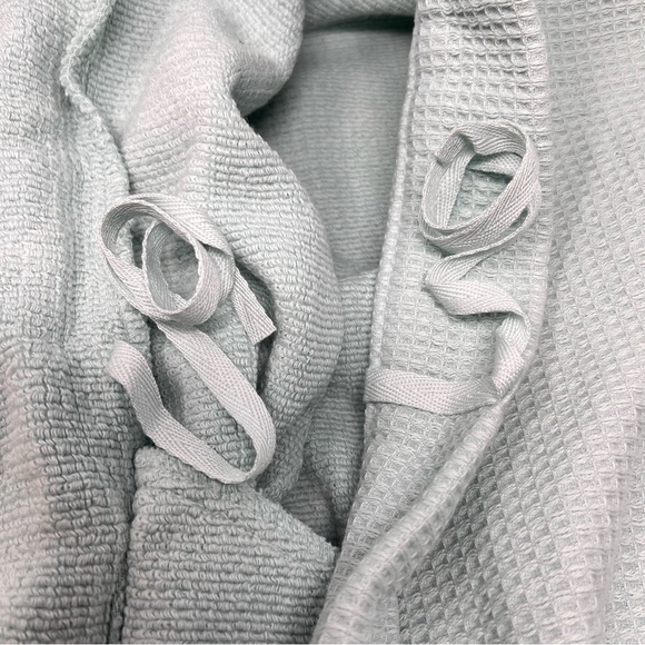 Hotel Collection Turkish Cotton Waffle Knit Maxi Bath Robe Pale Blue Size L Soft - Picture 9 of 15
